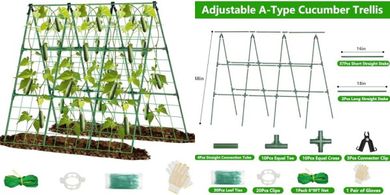 Adjustable Metal A-Frame Trellis for Raised Beds
