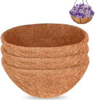 Halatool Coco Liner Hanging Baskets: 3 x 18" Natural Coconut Liners
