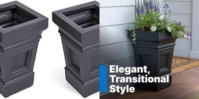 Atherton Square Planters: Durable Black Plastic, 2-Pack
