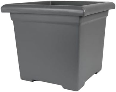 HC 12.5" Square Planter: Lightweight, Decorative Outdoor Pot (Warm Gray)
