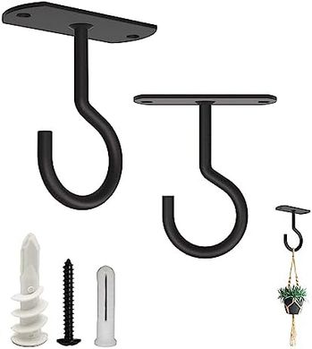 Black Metal Ceiling Plant Hooks (2-pack)
