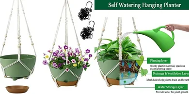 Self-Watering Hanging Planters (10", 2-Pack, Indoor/Outdoor)