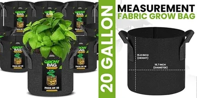 Utopia 10-Pack 20-Gallon Heavy-Duty Grow Bags for Plants