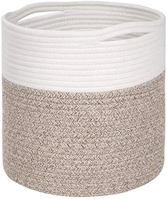 Small Cotton Rope Basket: Planter, Toy Storage (Light Brown)
