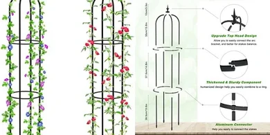2 Pack Garden Obelisk Trellis for Climbing Plants 4 Feet Tall Plant Support Cage, Tower Obelisk Plant Support Indoor Potted Plant, Plant Trellis for Climbing Vines, Tomato, Flower, Vegetable, Rose