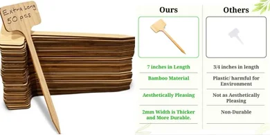 Bamboo Plant Stakes & Labels (50-pack, extra-long)