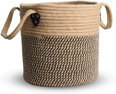 Woven Jute Plant Basket with Handles (12"x12") for Indoor/Outdoor Use
