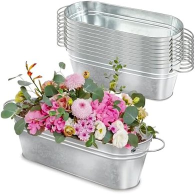 Galvanized Metal Oval Planters for Home & Events