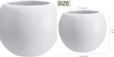 Large White Round Fiberstone Planter with Drainage (17" Dia)