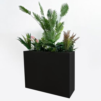 Large Black Metal Rectangular Planter for Patio & Garden