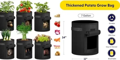 iPower 7-Gallon Potato Grow Bags (6-pack) with Harvest Window