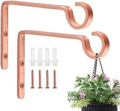 Monarch Abode Premium Metal Plant Hooks (Brushed Copper, 6", Set of 2)