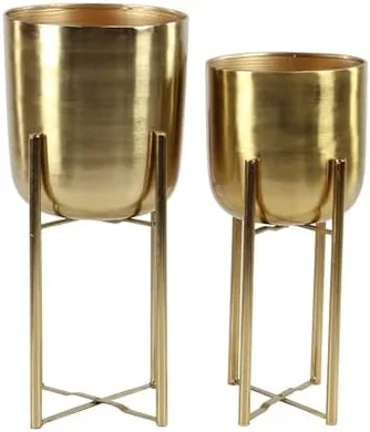 CosmoLiving Metal Planter Dome Set: 19" & 22" Gold