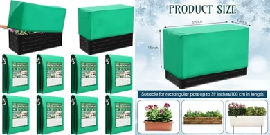 Green Winter Plant Covers: 10 Rectangular Boxes (39x16x18")
