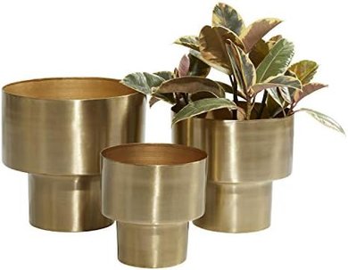 Deco 79 Metal Planter Set: 3 Gold Pots (7", 8", 10")