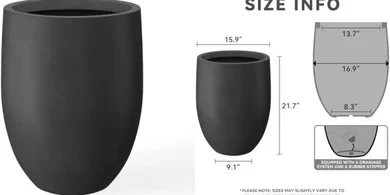 Kante 21.7" Natural Concrete Planter: Modern, Round, Indoor/Outdoor