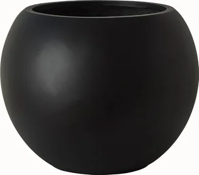 Large Black Fiberstone Planter with Drainage (17" Dia, 13.5" H)