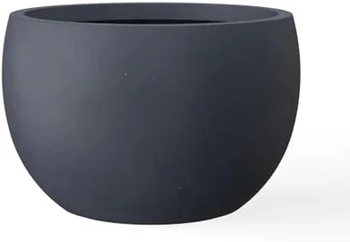 Kante 19.9" Round Concrete Planter with Drainage, Charcoal