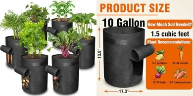 Gardzen 10-Gallon Vegetable Grow Bags (6-pack)