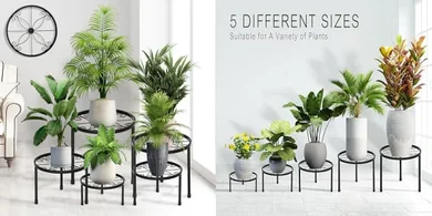 CADANI 5-Pack Heavy-Duty Metal Plant Stands for Indoor/Outdoor Use